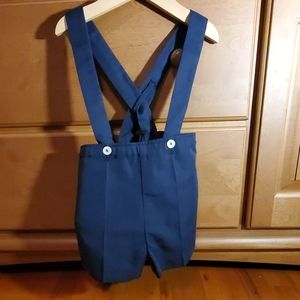 Navy strap overalls, shorts, Sz 24 months